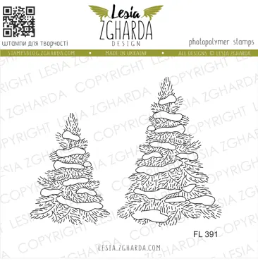 Lesia Zgharda Stamps "Snowy Christmas Trees"
