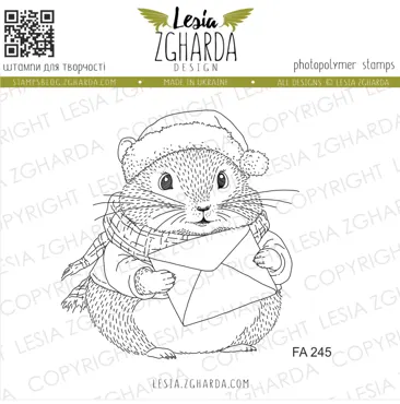 Lesia Zgharda Stamps "Christmas Hamster with Envelope"