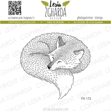 Lesia Zgharda Stamps "Sleeping fox curled up in a ball"
