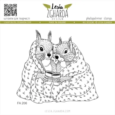 Lesia Zgharda Stamps "Cozy Squirrels Hugs"