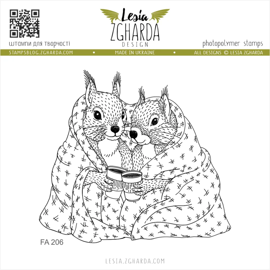 Lesia Zgharda Stamps "Cozy Squirrels Hugs"