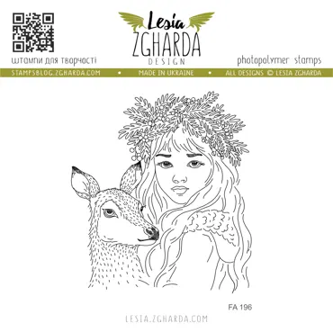 Lesia Zgharda Stamps "Forest Girl With Reindeer"