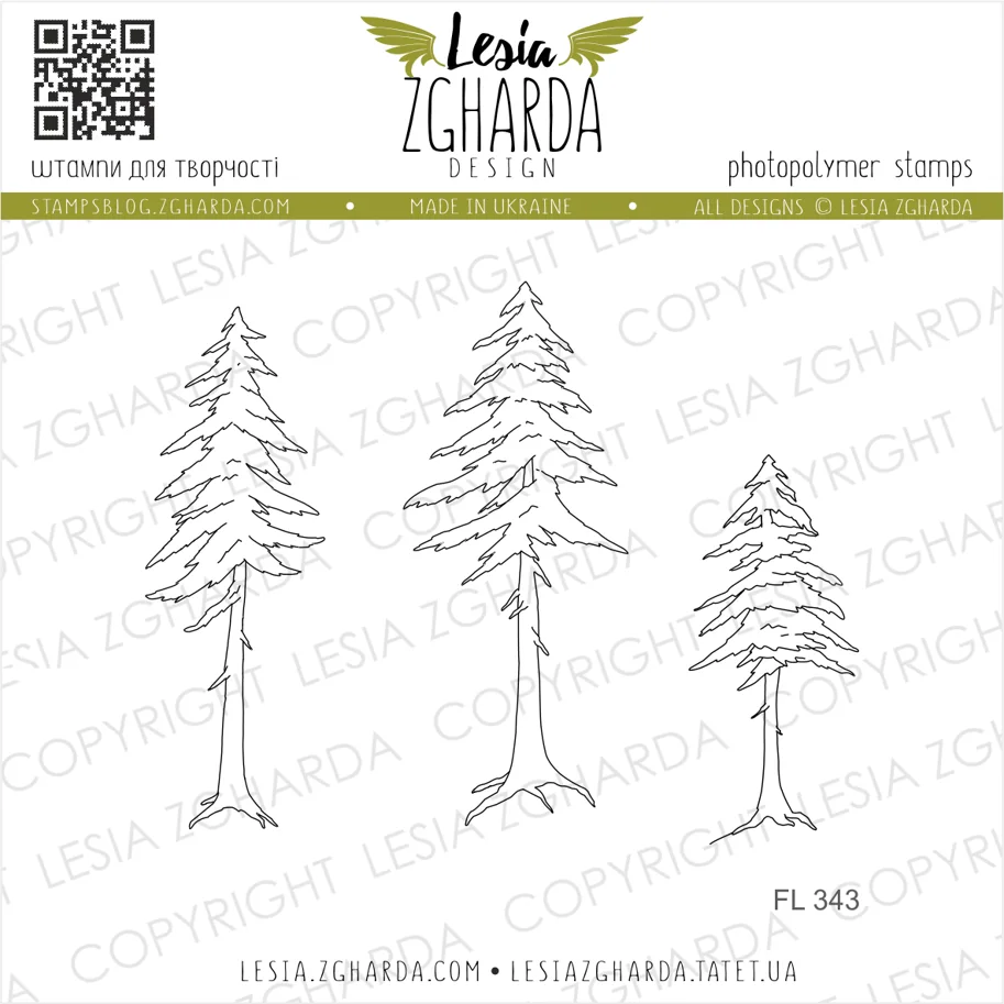 Lesia Zgharda Stamps Set "Forest trees"