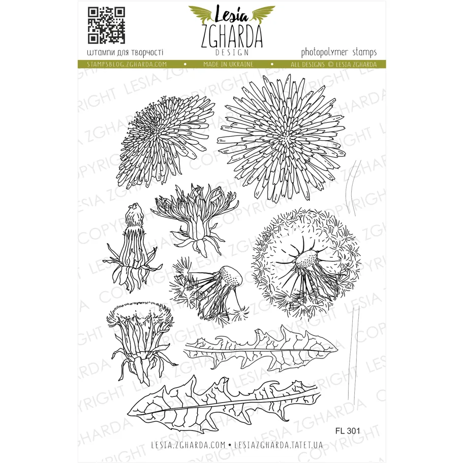 Lesia Zgharda Stamps Set "Dandelion"