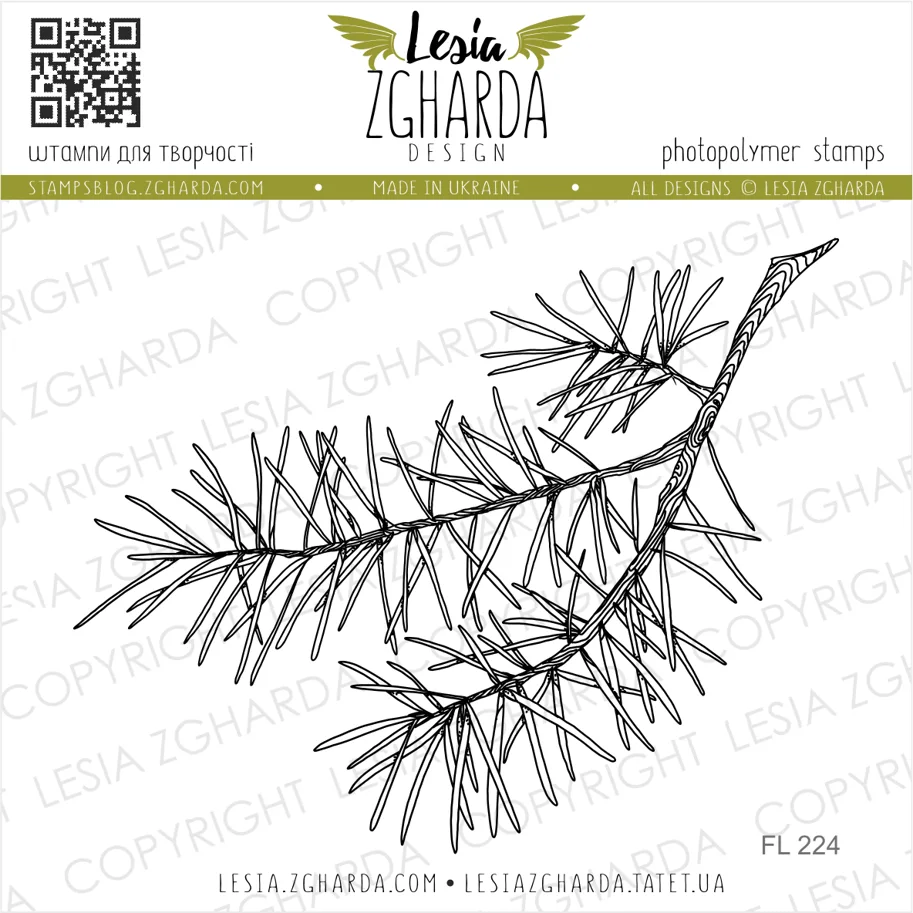 Lesia Zgharda Stamps "The Pine Branch Large"
