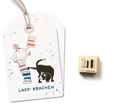 Cats on appletrees Ministempel Bücherstapel 2