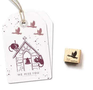 Cats on appletrees Ministempel fliegende Gans Hetti