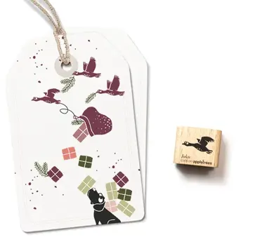 Cats on appletrees Ministempel fliegende Gans Joko
