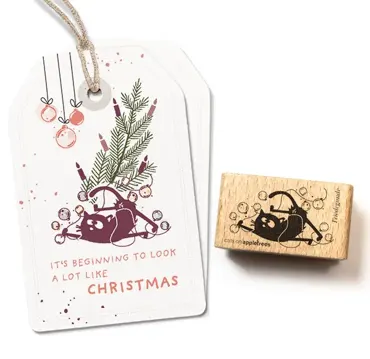 Cats on appletrees Stempel Katze Friedegunde mit Kugelkette