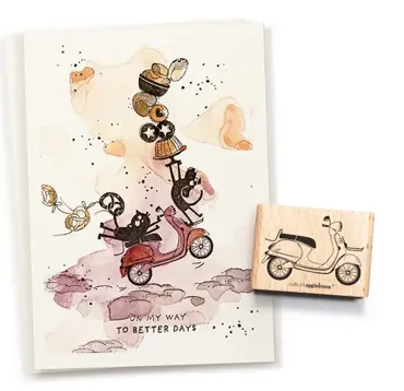 Cats on appletrees Stempel Motorroller 2