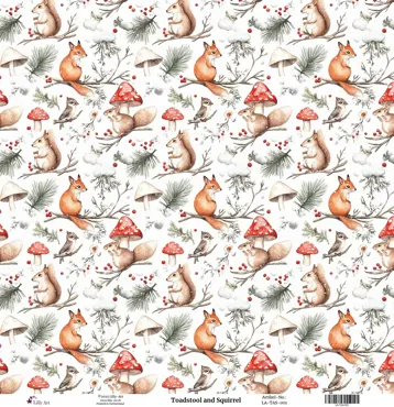 Lilly-Art Designpapier Toadstool and Squirrels
