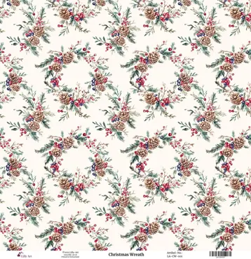 Lilly-Art Designpapier Christmas Wreath