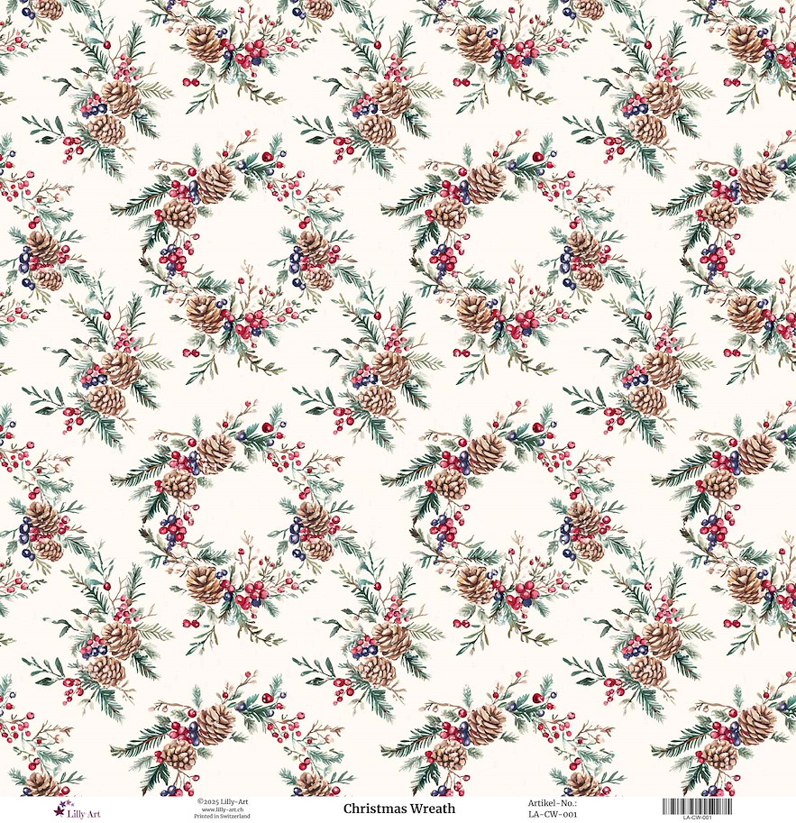 Lilly-Art Designpapier Christmas Wreath