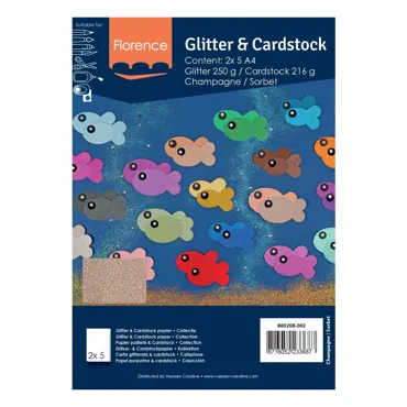 Florence • Tonkarton 250g Glitter & Cardstock 2x5 St. A4 Champagne/Sorbet