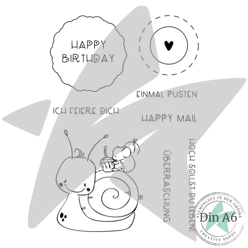 Creative-Depot Stempelset - Schnecken-Geburtstag 