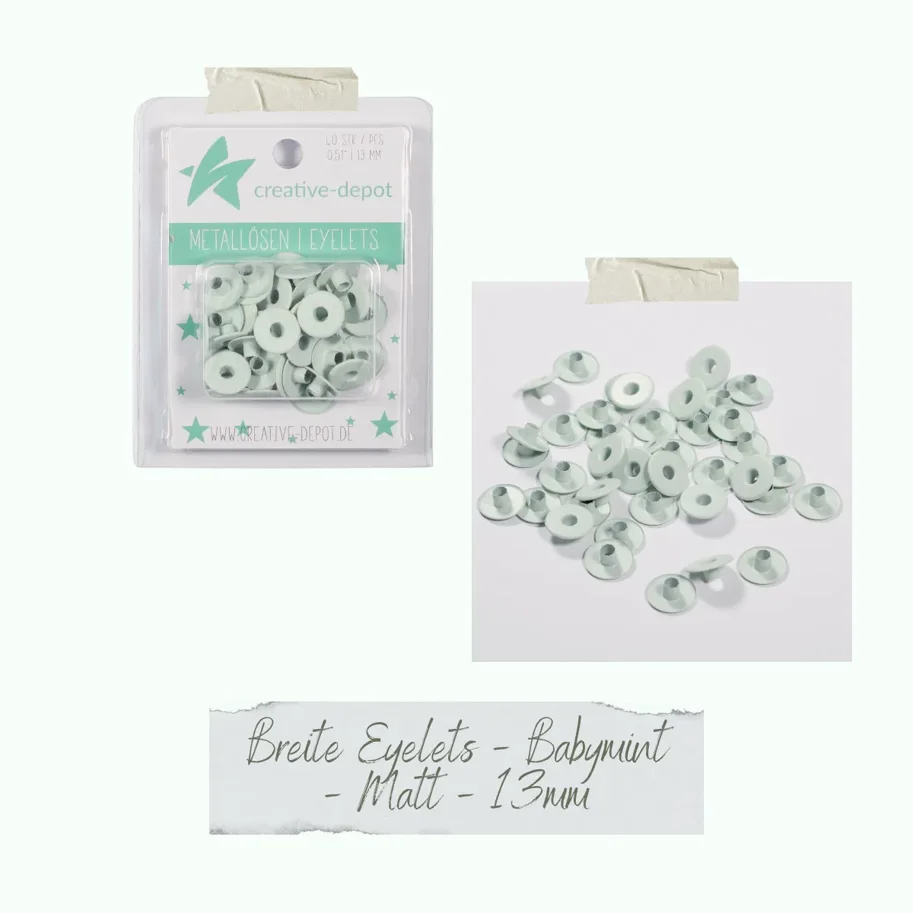 Creative-Depot Breite Eyelets - Babymint - Matt - 13 mm