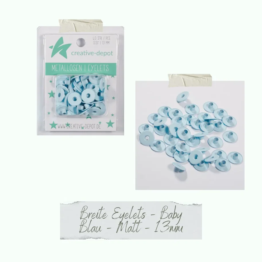 Creative-Depot Breite Eyelets - Baby Blau - Matt - 13 mm