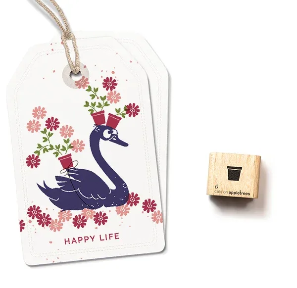 Cats on appletrees Ministempel Blumentopf 6
