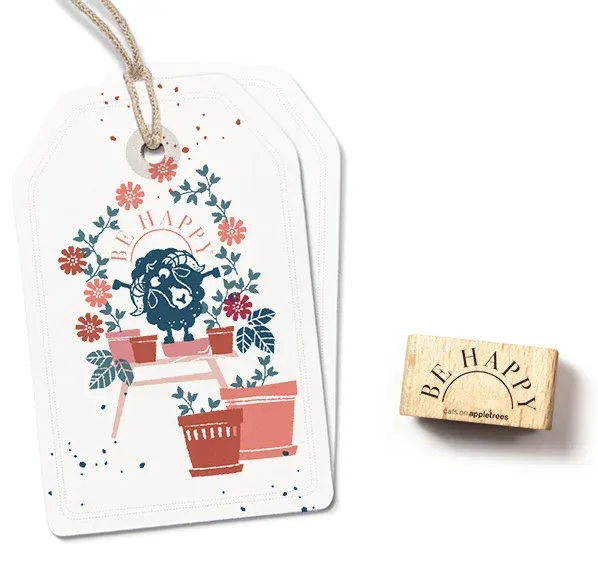 Cats on appletrees Stempel Be Happy