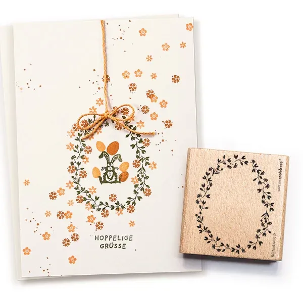 Cats on appletrees Stempel Blütenkranz 9 oval