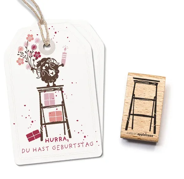 Cats on appletrees Stempel Holzleiter