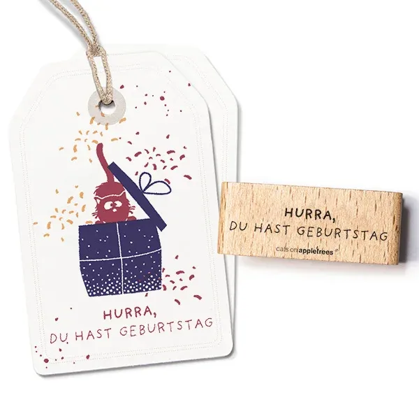 Cats on appletrees Stempel Hurra, Du hast Geburtstag