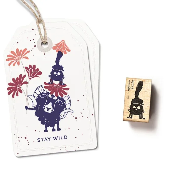Cats on appletrees Stempel Katze Frida frontal