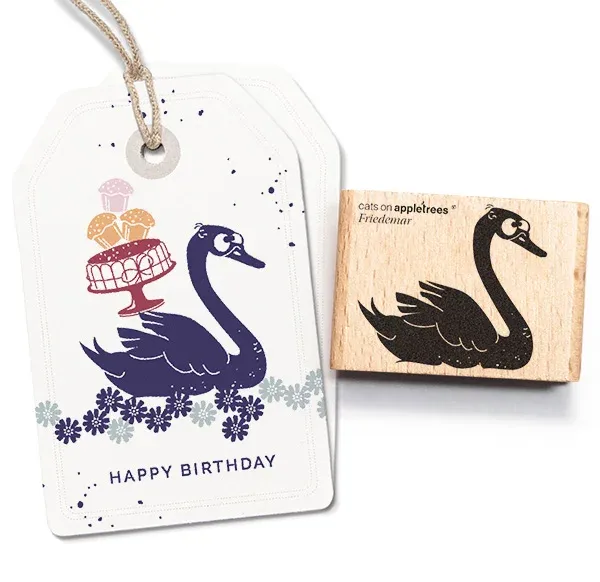 Cats on appletrees Stempel Schwan Friedemar