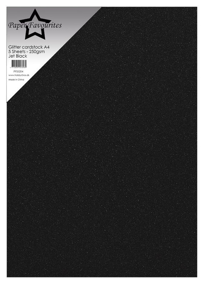 Paper Favourites Glitter Cardstock A4 Jet Black 250gsm 5Sheets
