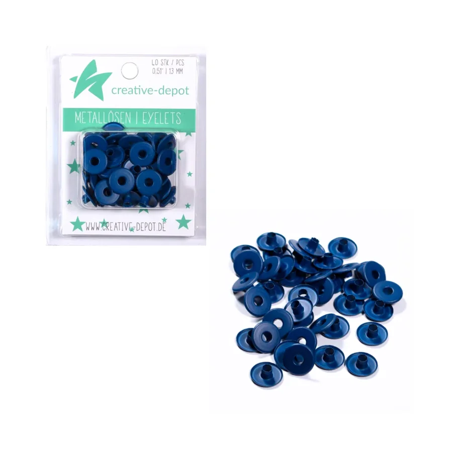 Creative-Depot Breite Eyelets - Marineblau - Matt - 13 mm