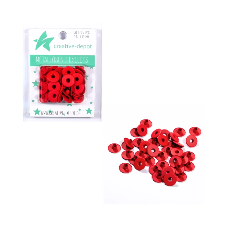 Creative-Depot Breite Eyelets - Weihnachtsrot - Matt - 13 mm