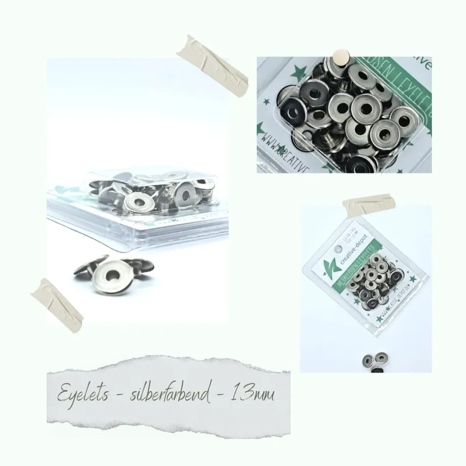Creative-Depot Breite Eyelets - silberfarbend - 13 mm