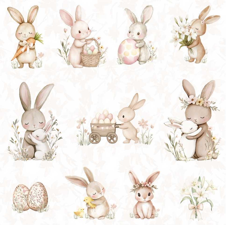 Lilly-Art Designpapier Oster-Häschen