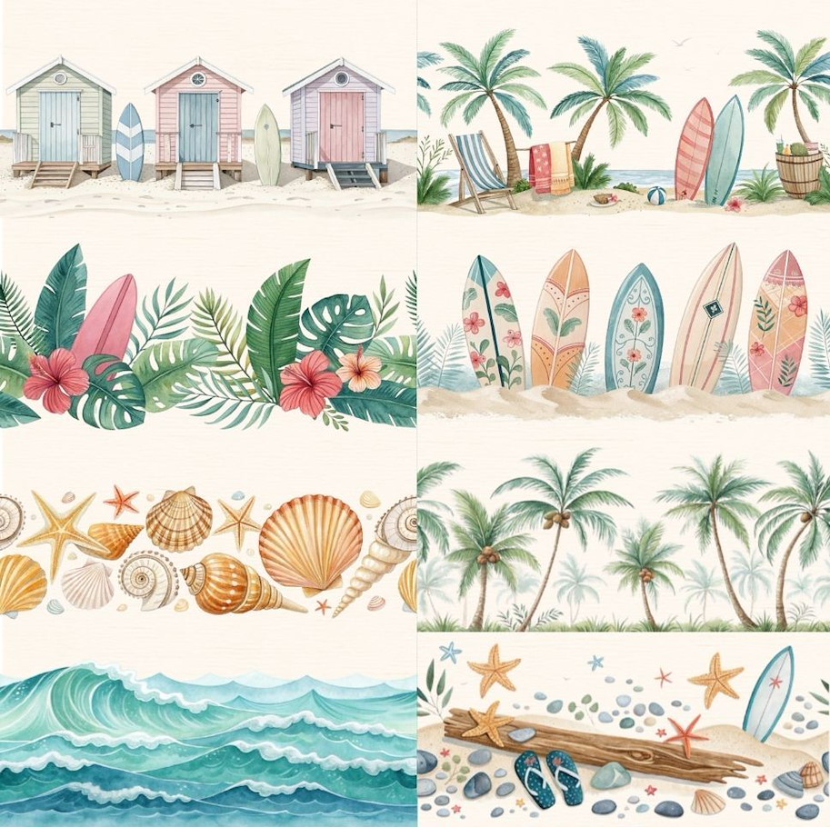 Lilly-Art Designpapier Surf Strand