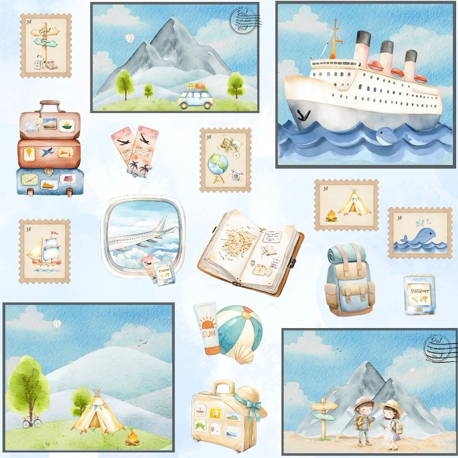 Lilly-Art Designpapier Travel the World