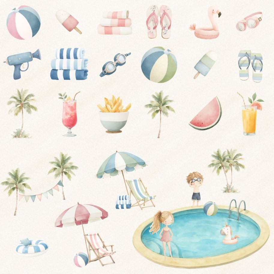 Lilly-Art Designpapier Pool Party