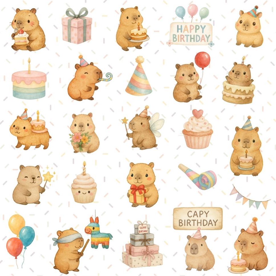 Lilly-Art Designpapier Capy BIrthday