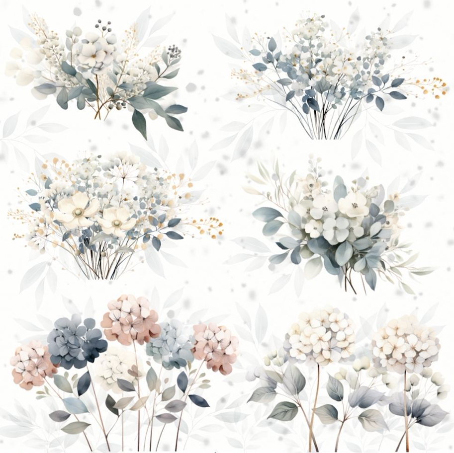 Lilly-Art Designpapier Hochzeits Blumen