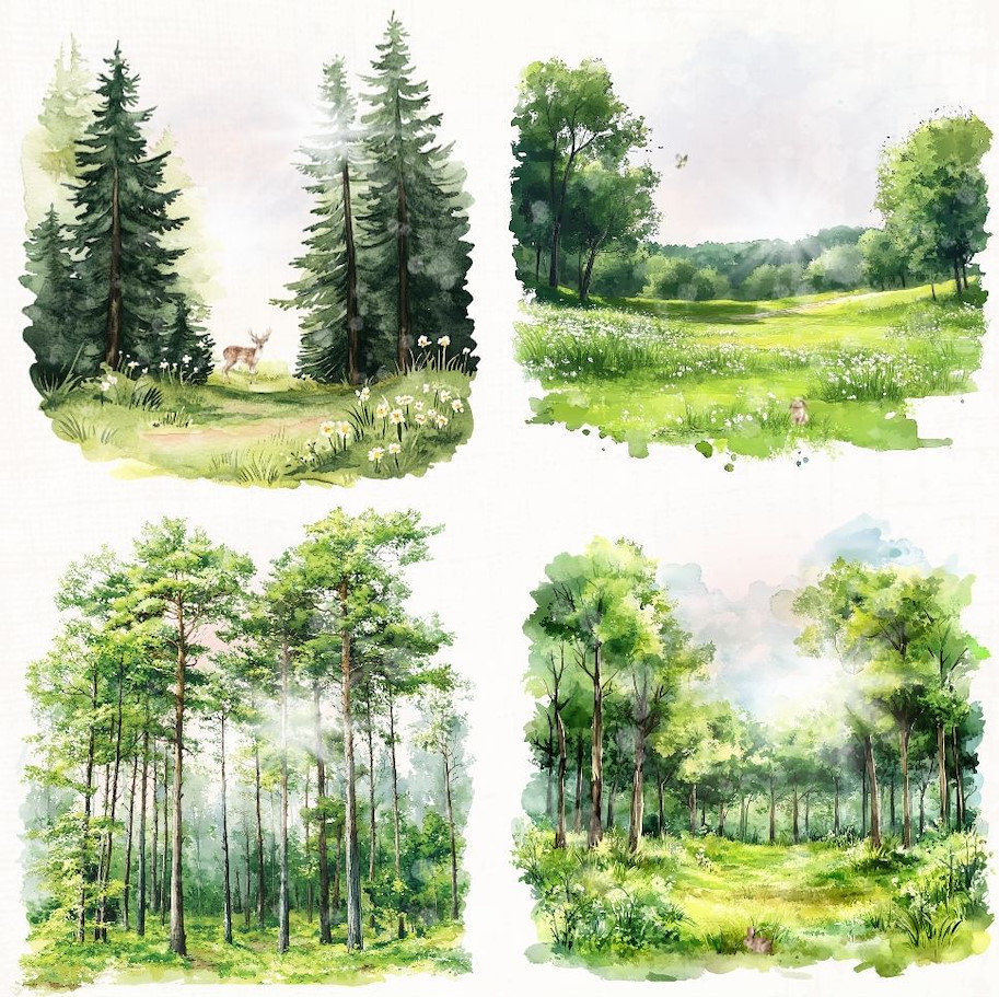 Lilly-Art Designpapier Spring Forest