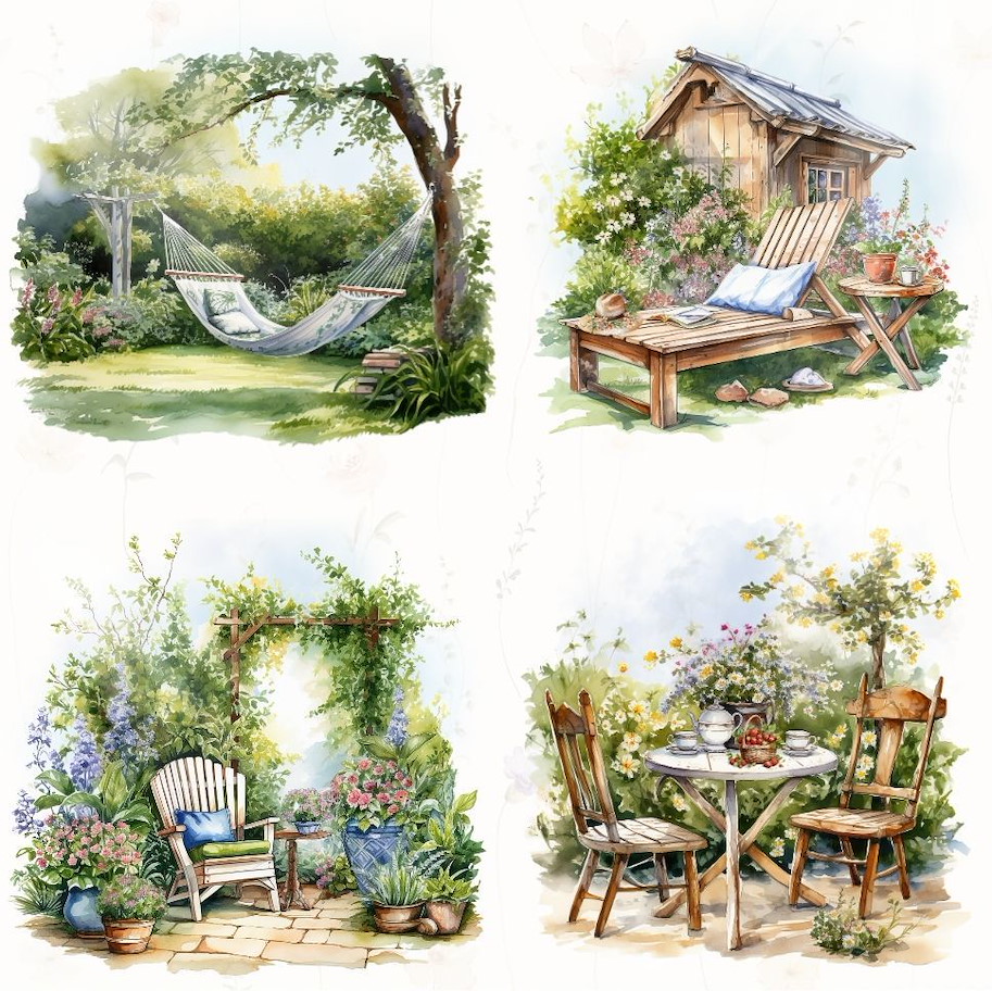 Lilly-Art Designpapier Summer Garden 2