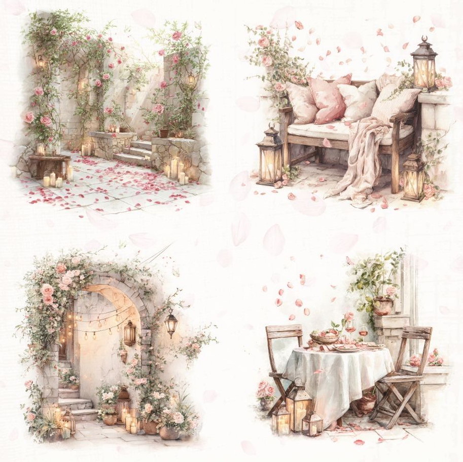 Lilly-Art Designpapier Rose Garden