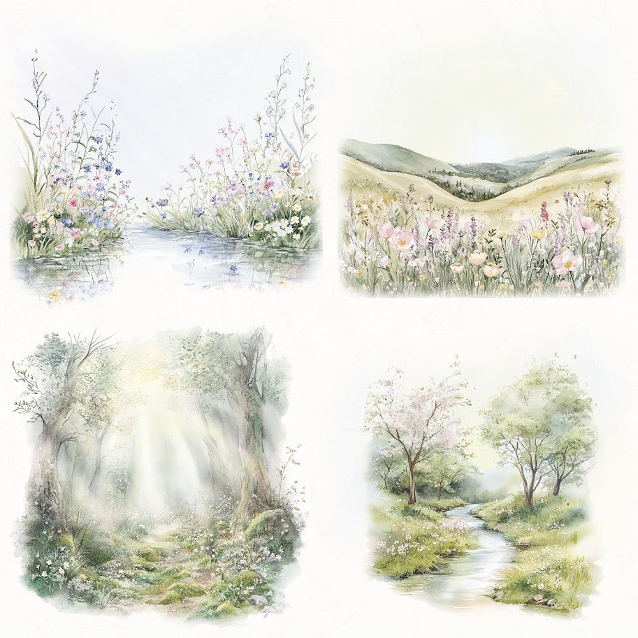 Lilly-Art Designpapier Spring Landscape