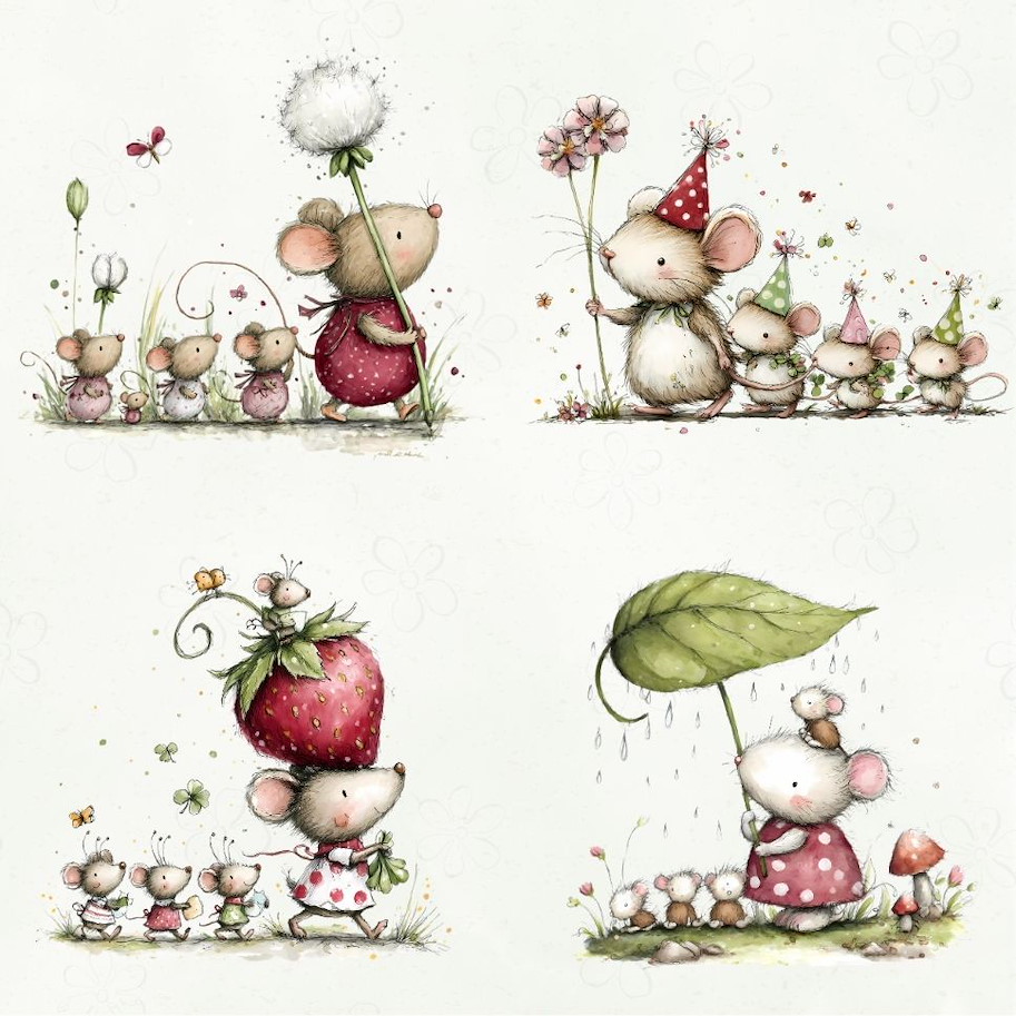 Lilly-Art Designpapier Mouse Family 1