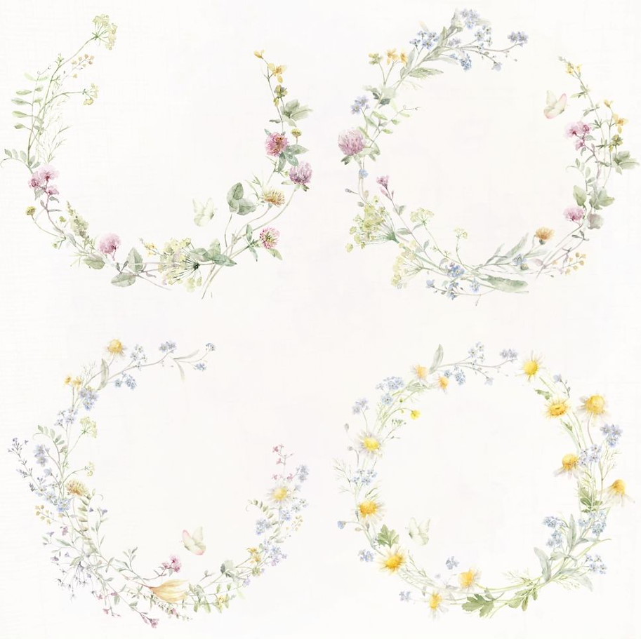Lilly-Art Designpapier Wildflower Wreath
