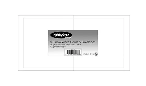 HobbyGros Storage - 50 Sets of 10x10cm Card/Envelopes "Snow White"