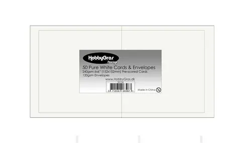 HobbyGros Storage - 50 Sets of 6x6"/15,2x15,2cm Card/Envelopes "Pure White"