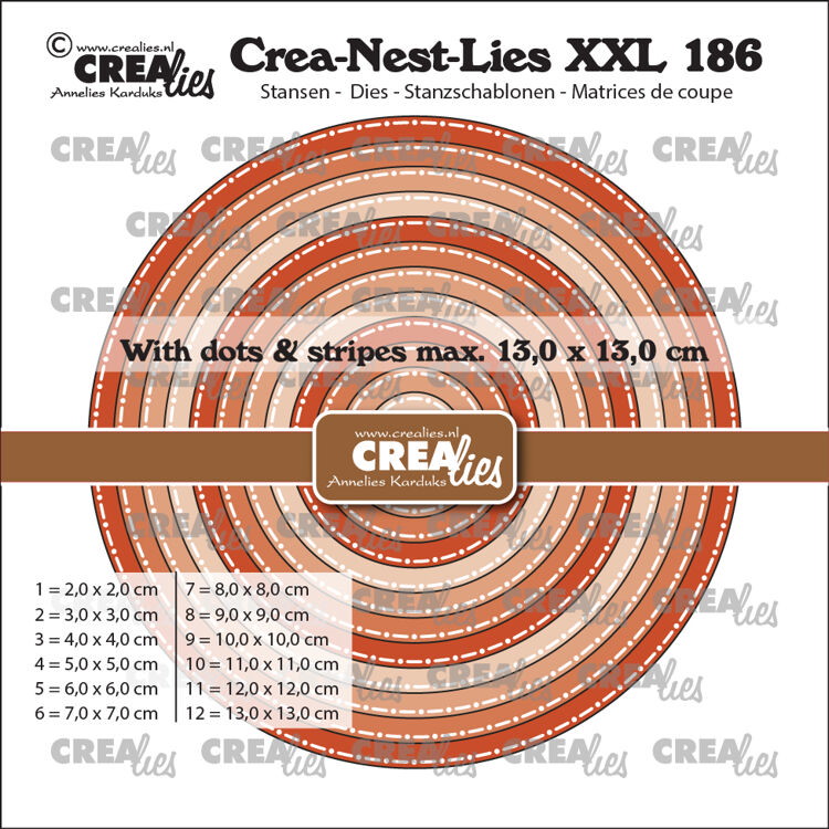 Crea-Nest-Lies XXL Stanzformen Nr. 186, Kreise mit Punkten und Streifen