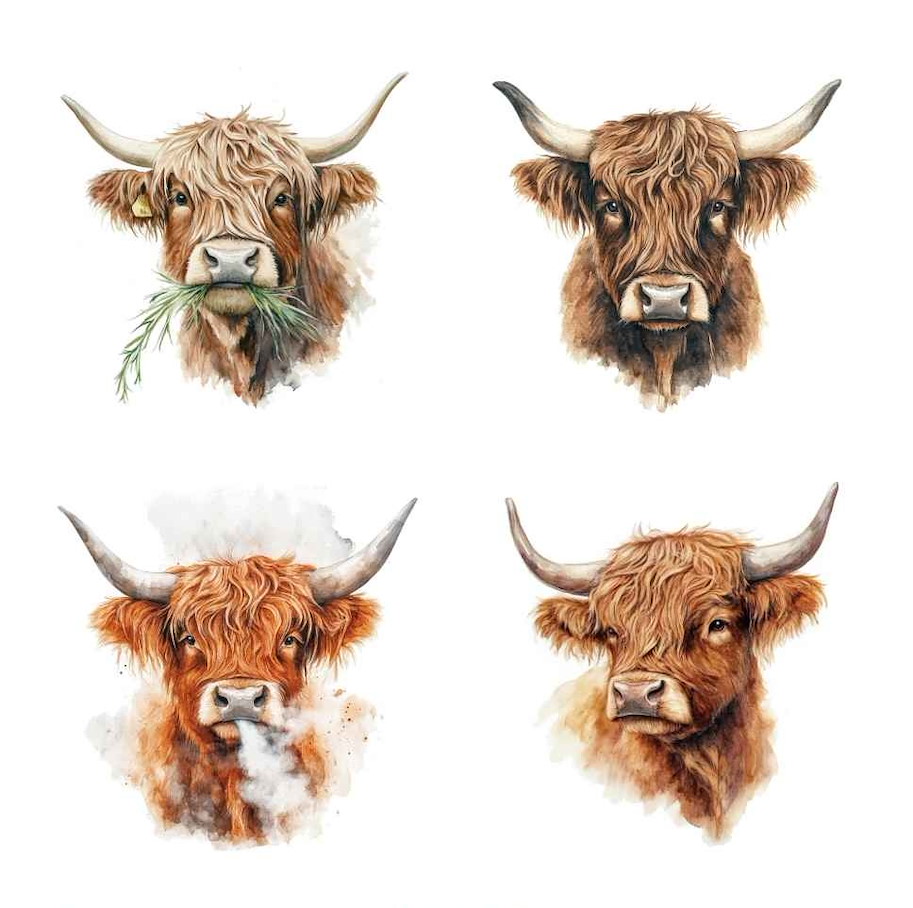 Lilly-Art Designpapier Scottish Highland cattle 30.5 cm x 30.5 cm  