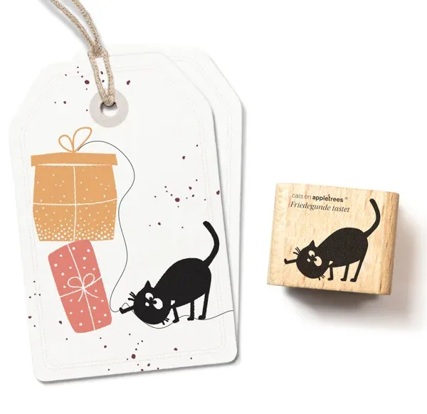 Cats on appletrees Stempel Friedegunde tastet
