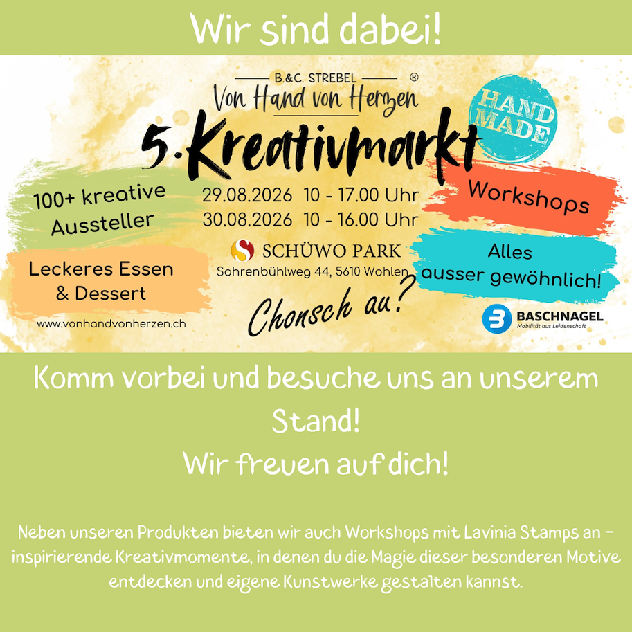 Lavinia Stamps Workshops am Kreativmarkt Wohlen 29. und 30. August 2026